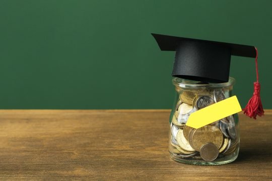 front-view-jar-with-coins-academic-cap front-view-jar-with-coins-academic-cap